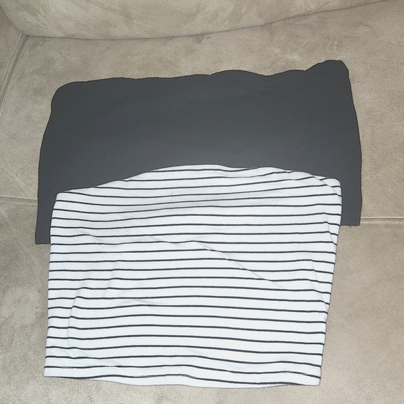 Bundle if 2 Tube Tops- 1 Aerie Sz Large Blank & 1 Garage Striped Cream & Black - Picture 1 of 4